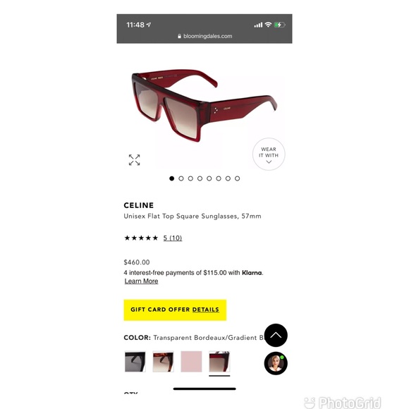 Celine Bordeaux flat top sunglasses - Picture 3 of 10